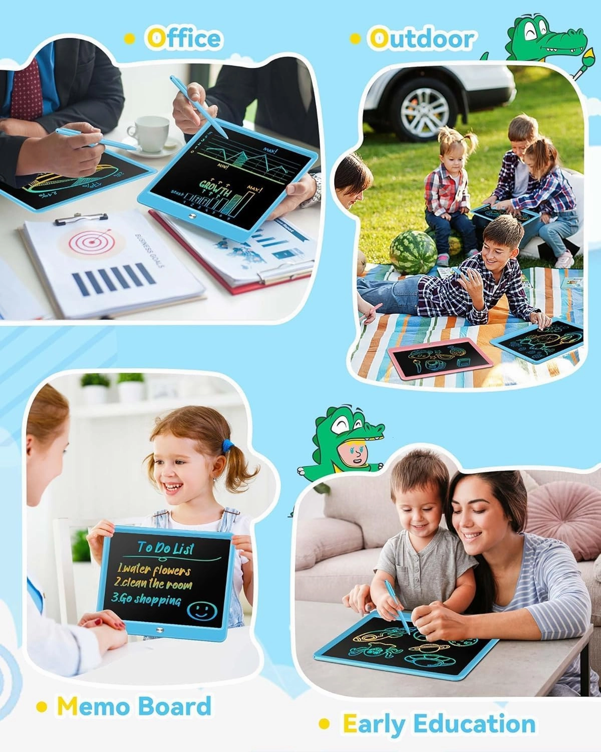 KOKODI LCD Writing Tablet, 12 Inch Colorful Toddler Doodle Board Drawing Tablet, Erasable Reusable Electronic Drawing Pads, Educational and Learning Toy for 3-6 Years Old Boy and Girls