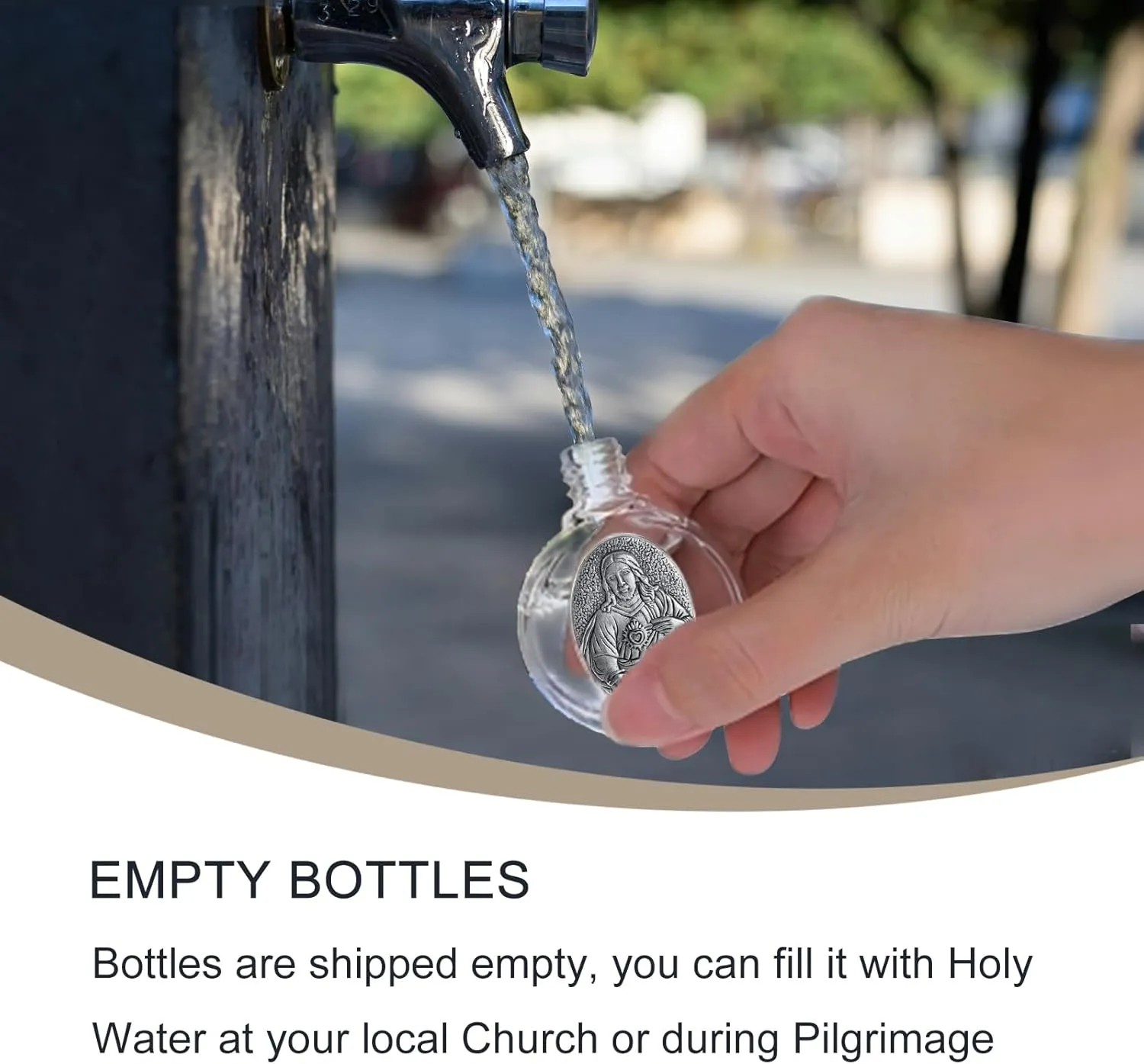 KOMI 12PCS Glass Holy Water Bottle 0.5 floz Mini Holy Water Container with Embossed Sacred Heart of Jesus Religious Empty Travel Bottle Church Catholic Gifts