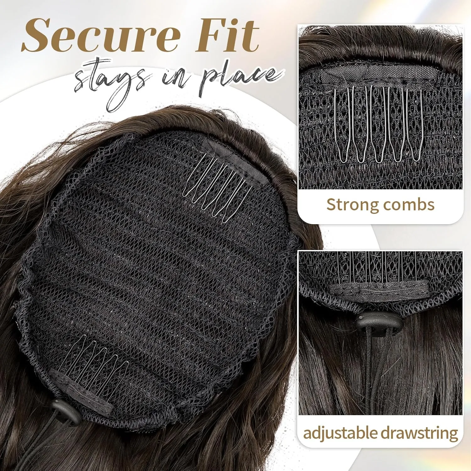 KooKaStyle Ponytail Extension 26 Inch Drawstring Pony Tails Hair Extensions for Women Long Curly Brunette Brown Ponytail Synthetic Hairpieces for Daily Use