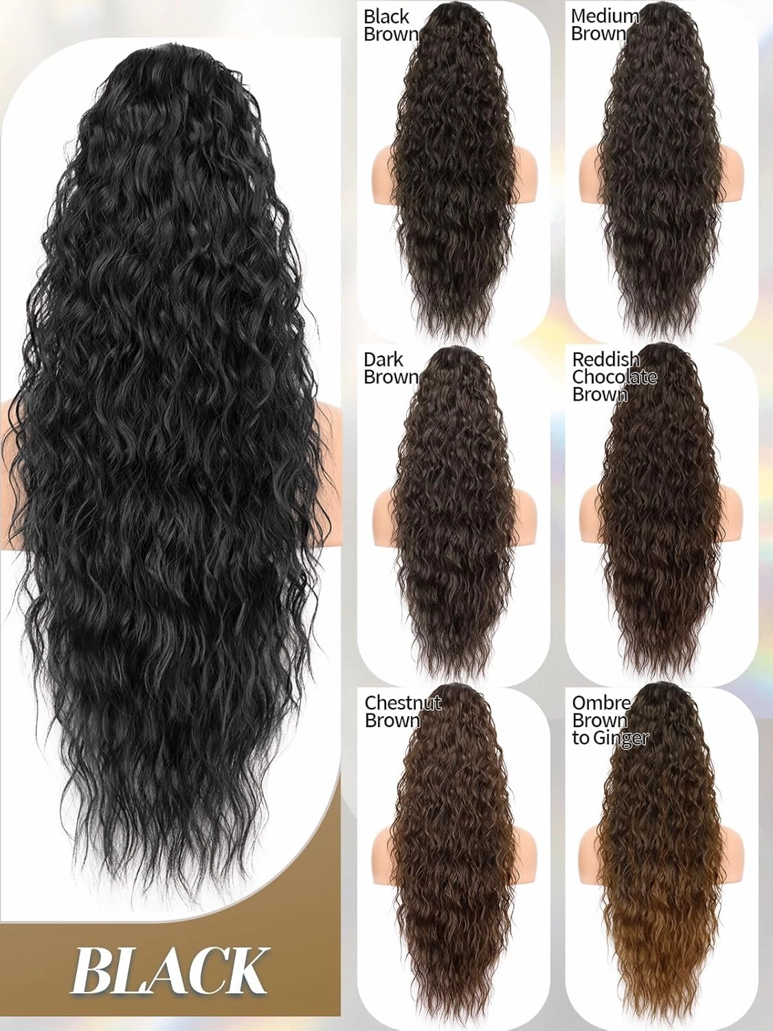 KooKaStyle Ponytail Extension 30 Inch Drawstring Ponytail Hair Extensions for Women Long Curly Black Brown Clip in Ponytail Synthetic Hairpieces for Daily Use