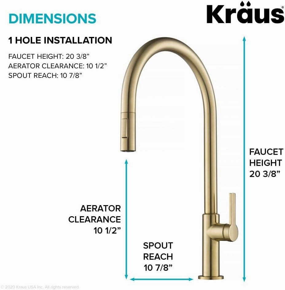 KRAUS Oletto High-Arc Single Handle Pull-Down Kitchen Sink Faucets in Spot Free Antique Champagne Bronze, Kitchen Faucets with Pull Down Sprayer, KPF-2821SFACB
