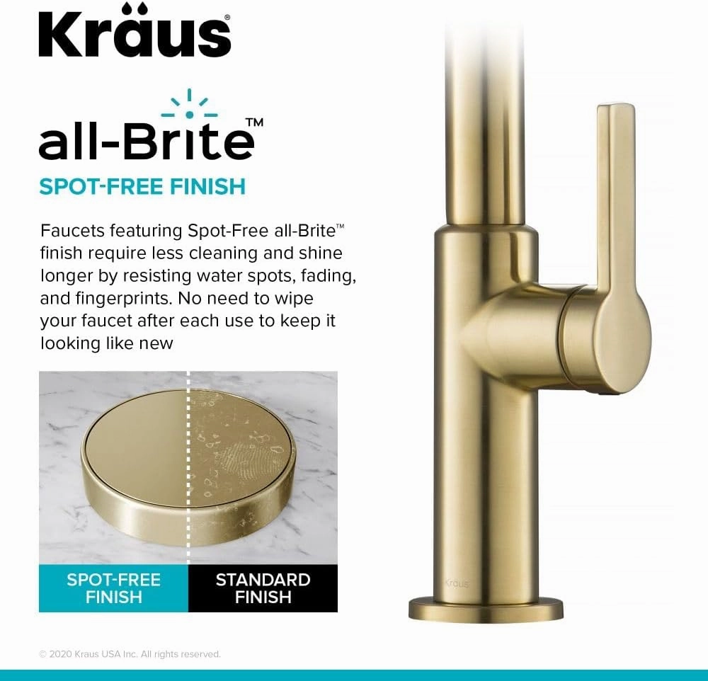 KRAUS Oletto High-Arc Single Handle Pull-Down Kitchen Sink Faucets in Spot Free Antique Champagne Bronze, Kitchen Faucets with Pull Down Sprayer, KPF-2821SFACB