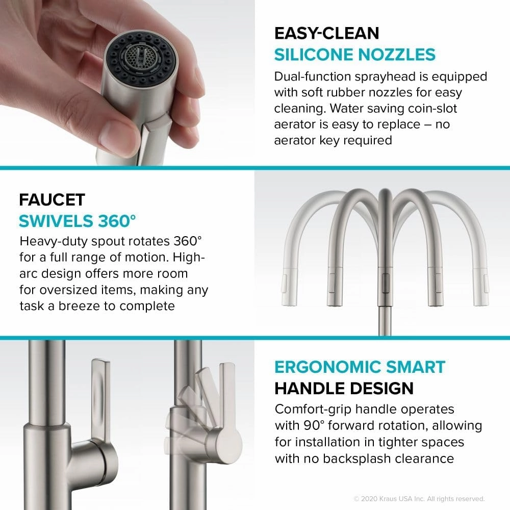 KRAUS Oletto High-Arc Single Handle Pull-Down Kitchen Sink Faucets in Spot Free Antique Champagne Bronze, Kitchen Faucets with Pull Down Sprayer, KPF-2821SFACB