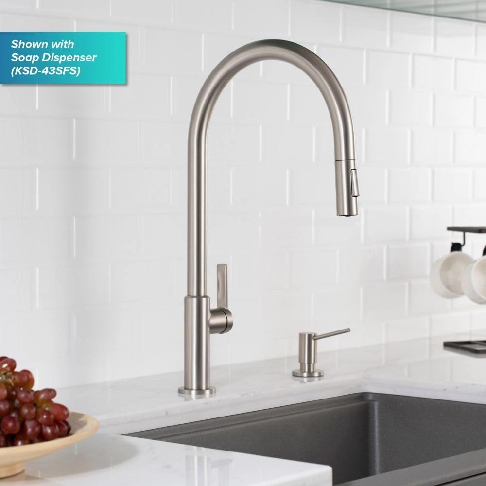 KRAUS Oletto High-Arc Single Handle Pull-Down Kitchen Sink Faucets in Spot Free Stainless Steel, Kitchen Faucets with Pull Down Sprayer, KPF-2821SFS