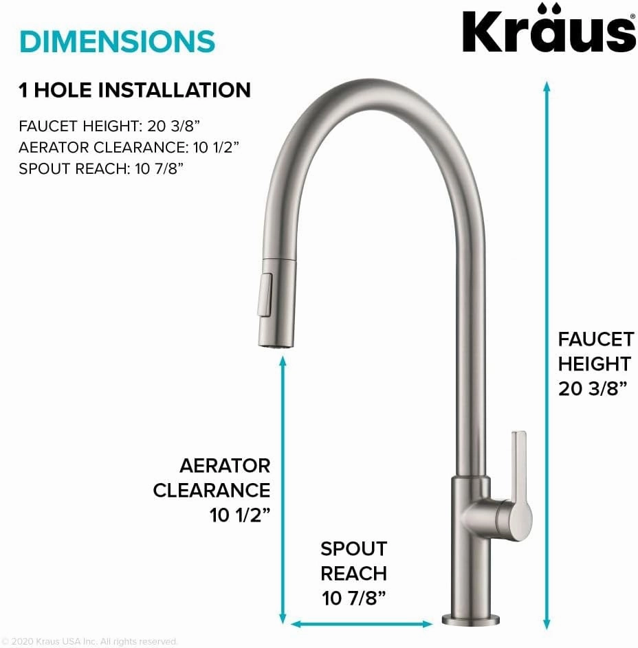 KRAUS Oletto High-Arc Single Handle Pull-Down Kitchen Sink Faucets in Spot Free Stainless Steel, Kitchen Faucets with Pull Down Sprayer, KPF-2821SFS