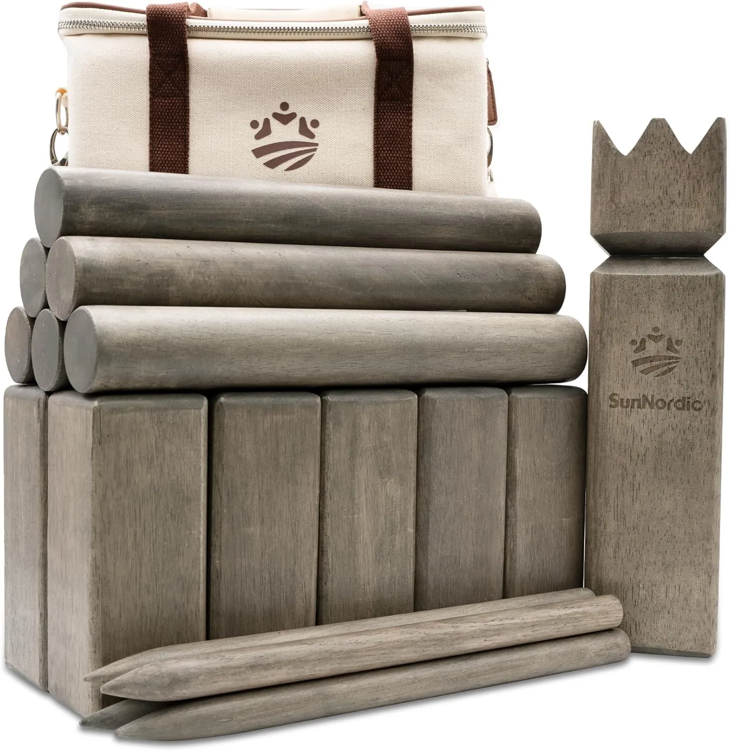 Kubb Yard Game Set, Garden Rubber Wood Outdoor Tossing Game with Canvas Carry Bag, Giant Viking Outdoor Chess Game for Kids, Adults & Backyard Lawn