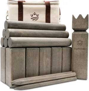 Kubb Yard Game Set, Garden Rubber Wood Outdoor Tossing Game with Canvas Carry Bag, Giant Viking Outdoor Chess Game for Kids, Adults & Backyard Lawn