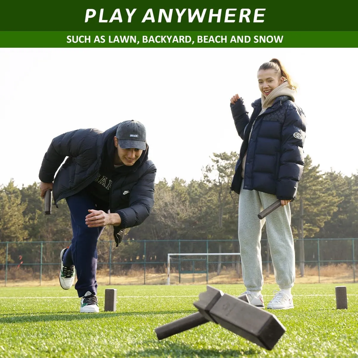 Kubb Yard Game Set, Garden Rubber Wood Outdoor Tossing Game with Canvas Carry Bag, Giant Viking Outdoor Chess Game for Kids, Adults & Backyard Lawn