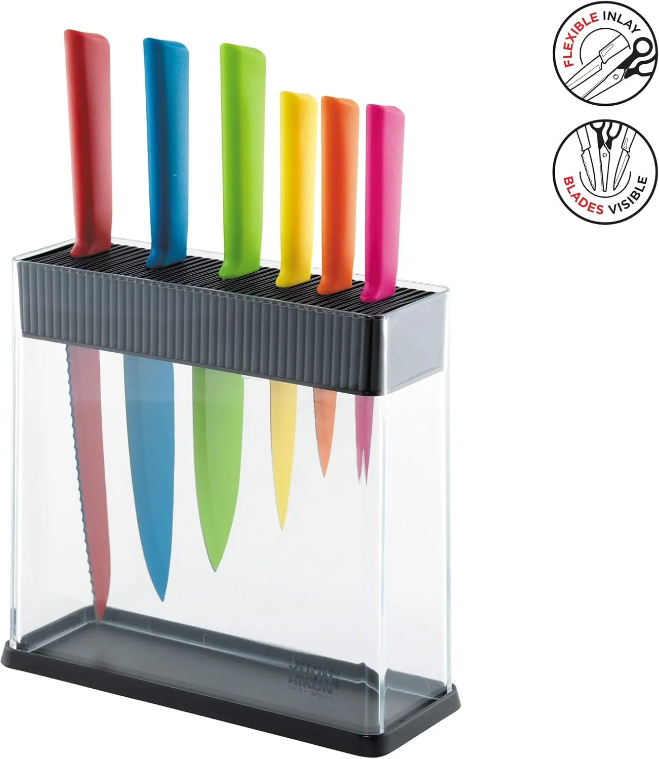 Kuhn Rikon Vision Transparent Storage Block for Knives and Scissors, 8.5 x 3 x 8.5 inches, Rectangular