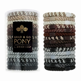 L. Erickson Grab & Go Pony Tube - Nouveau Neutrals - 15 Pack Ponytail Holder Hair Ties