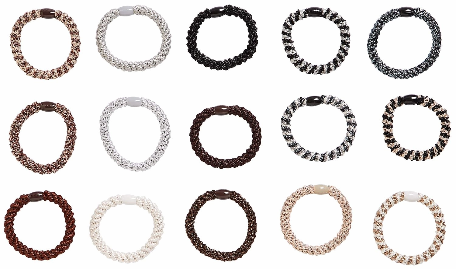 L. Erickson Grab & Go Pony Tube - Nouveau Neutrals - 15 Pack Ponytail Holder Hair Ties