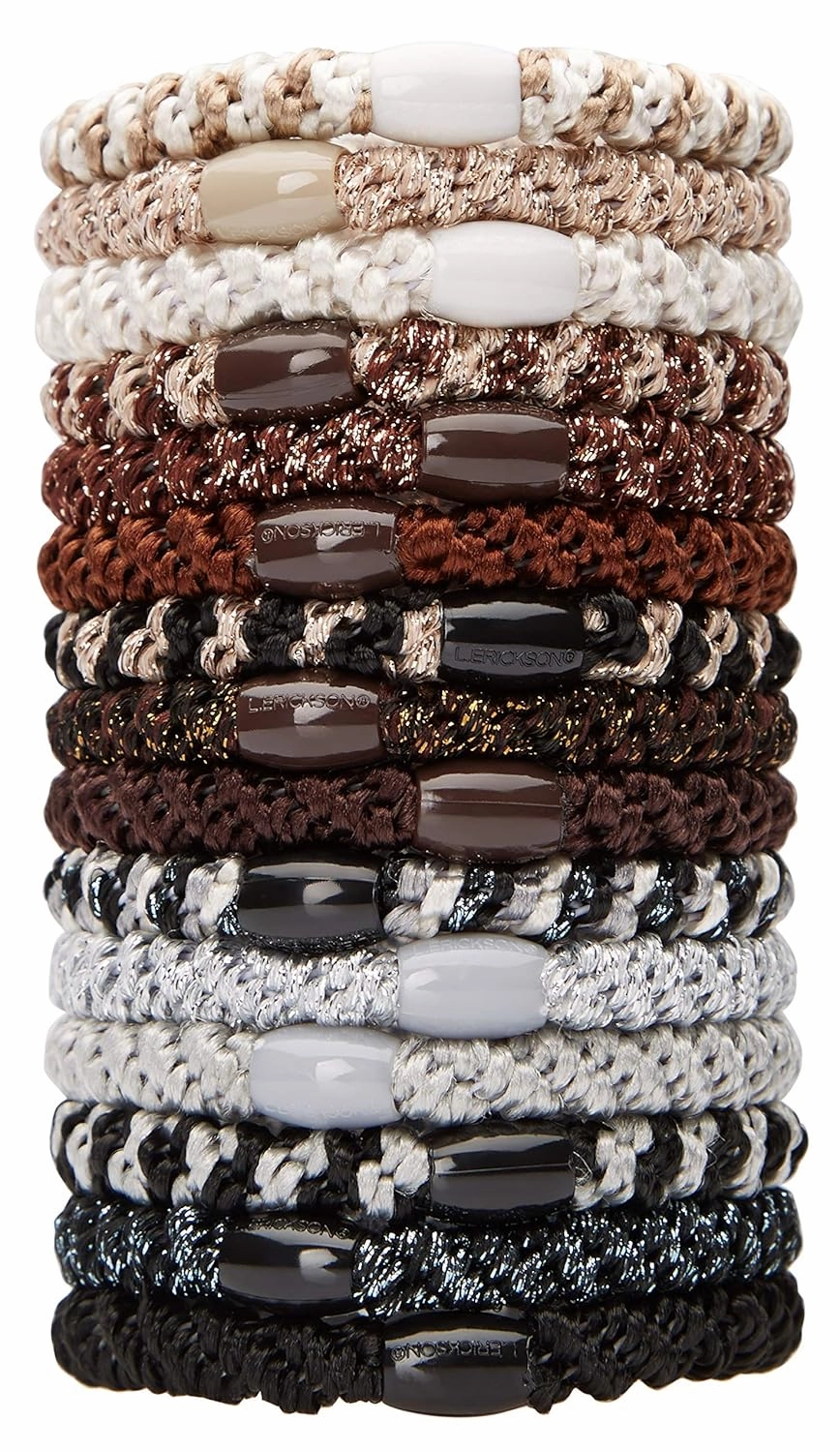 L. Erickson Grab & Go Pony Tube - Nouveau Neutrals - 15 Pack Ponytail Holder Hair Ties