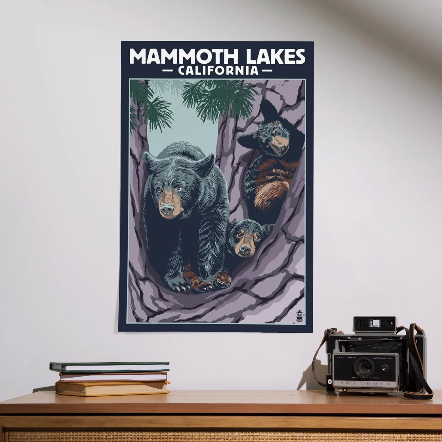 Lantern Press 16x24 Inch Giclee Art Print Wall Decor, Mammoth Lakes, California, Black Bear and Cubs in Tree
