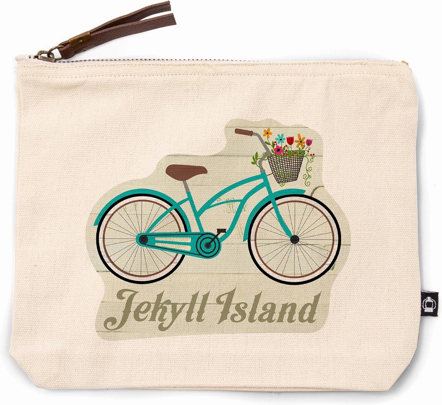 Lantern Press Jekyll Island, Georgia, Beach Cruiser and Basket, 100% Cotton Zipper Pouch, Travel Accessory, Go Bag