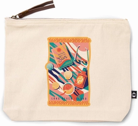 Lantern Press Long Beach Island, New Jersey, Beach Bliss, Beach Towel, Nurtured by The Sun, 100% Cotton Zipper Pouch, Travel Accessory, Go Bag