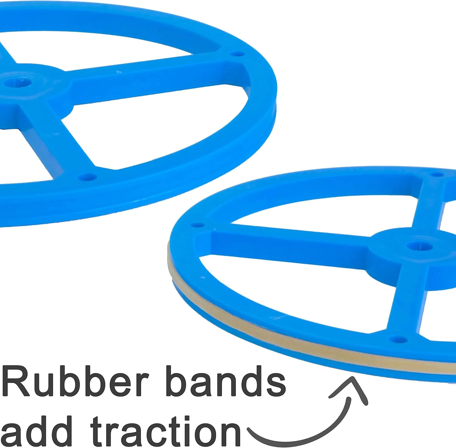 Large Plastic Toy Project Wheels and Axles, for Mousetrap Car and Rubber Band Car Projects, 20 Wheels, 20 Rubber Bands, 10 Dowels