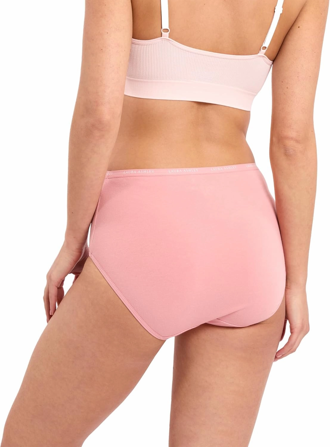 Laura Ashley Women's Cotton Brief Underwear Set, High-Waisted Panties for Women, 5-Pack