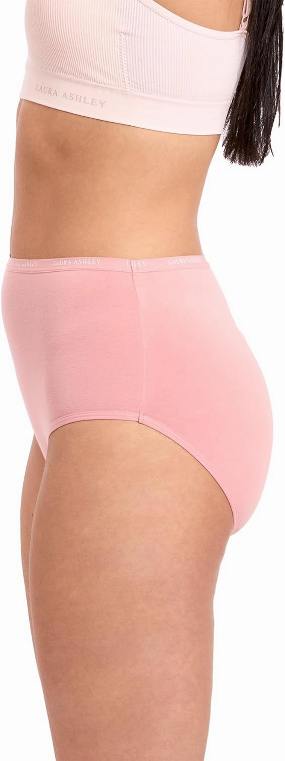 Laura Ashley Women's Cotton Brief Underwear Set, High-Waisted Panties for Women, 5-Pack