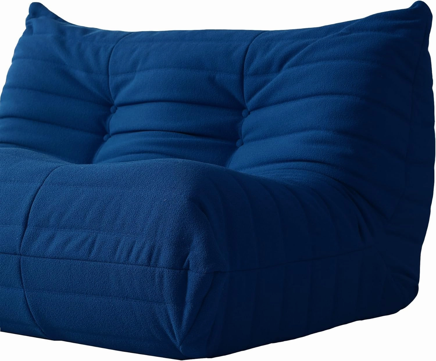 Lazy Floor Sofa, Fireside Chair,Teddy Velvet Sofa Bean Bag Couch, Lounge Accent Chair for Living Room Corner Bedroom Salon Office (3 Seater, Blue)