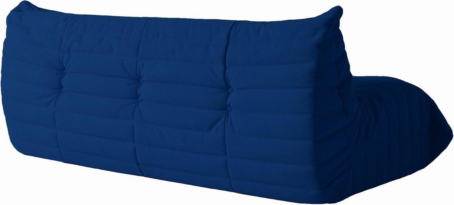 Lazy Floor Sofa, Fireside Chair,Teddy Velvet Sofa Bean Bag Couch, Lounge Accent Chair for Living Room Corner Bedroom Salon Office (3 Seater, Blue)