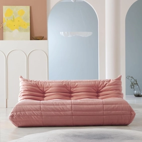 Lazy Floor Sofa, Fireside Chair,Teddy Velvet Sofa Bean Bag Couch, Lounge Accent Chair for Living Room Corner Bedroom Salon Office-3 Seater