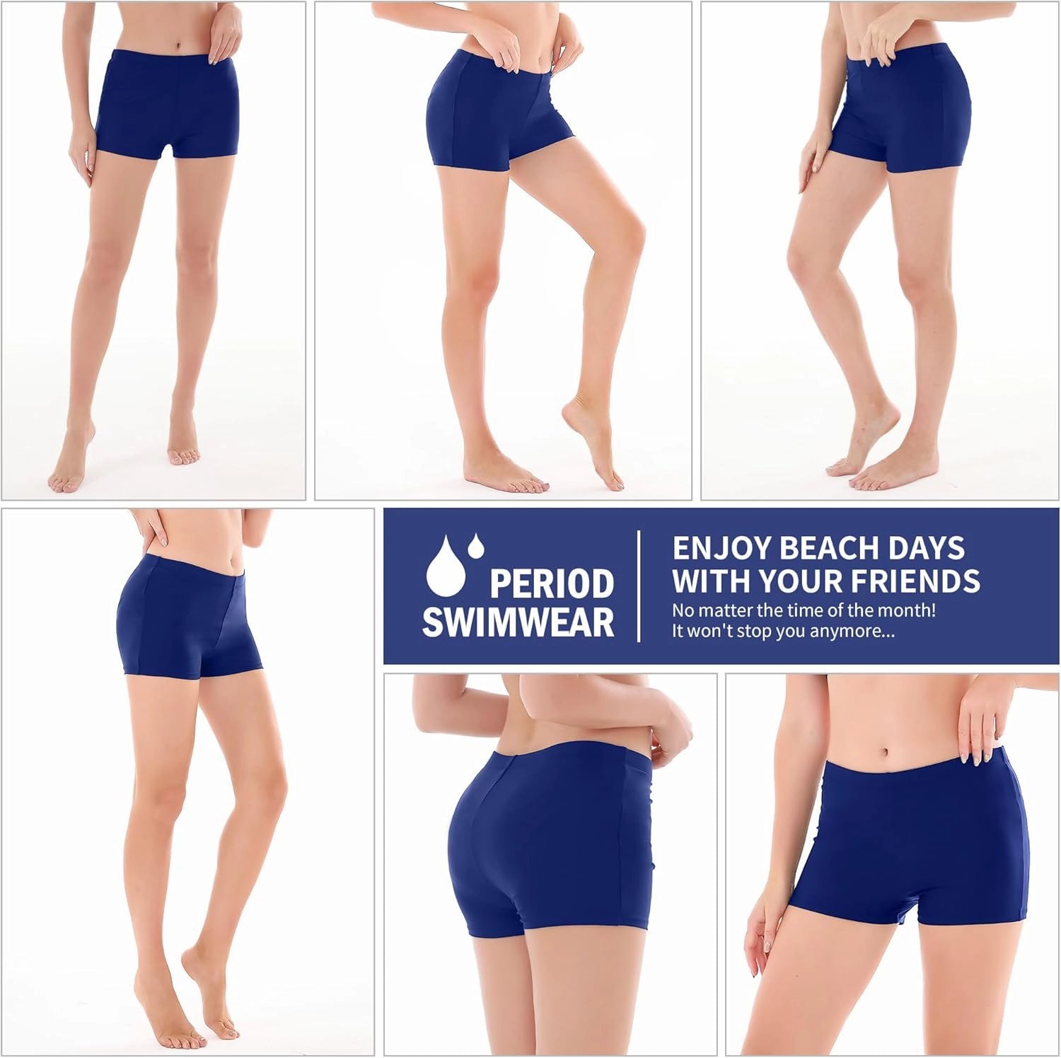 Leakproof Period Swimwear Boy Shorts for Women & Teen Girls - Swim Confidently with Absorbent Menstrual Swim Bottoms