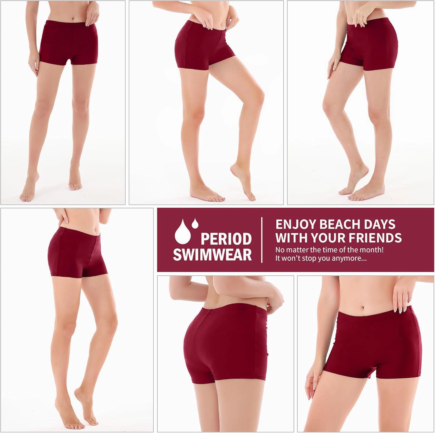 Leakproof Period Swimwear Boy Shorts for Women & Teen Girls - Swim Confidently with Absorbent Menstrual Swim Bottoms