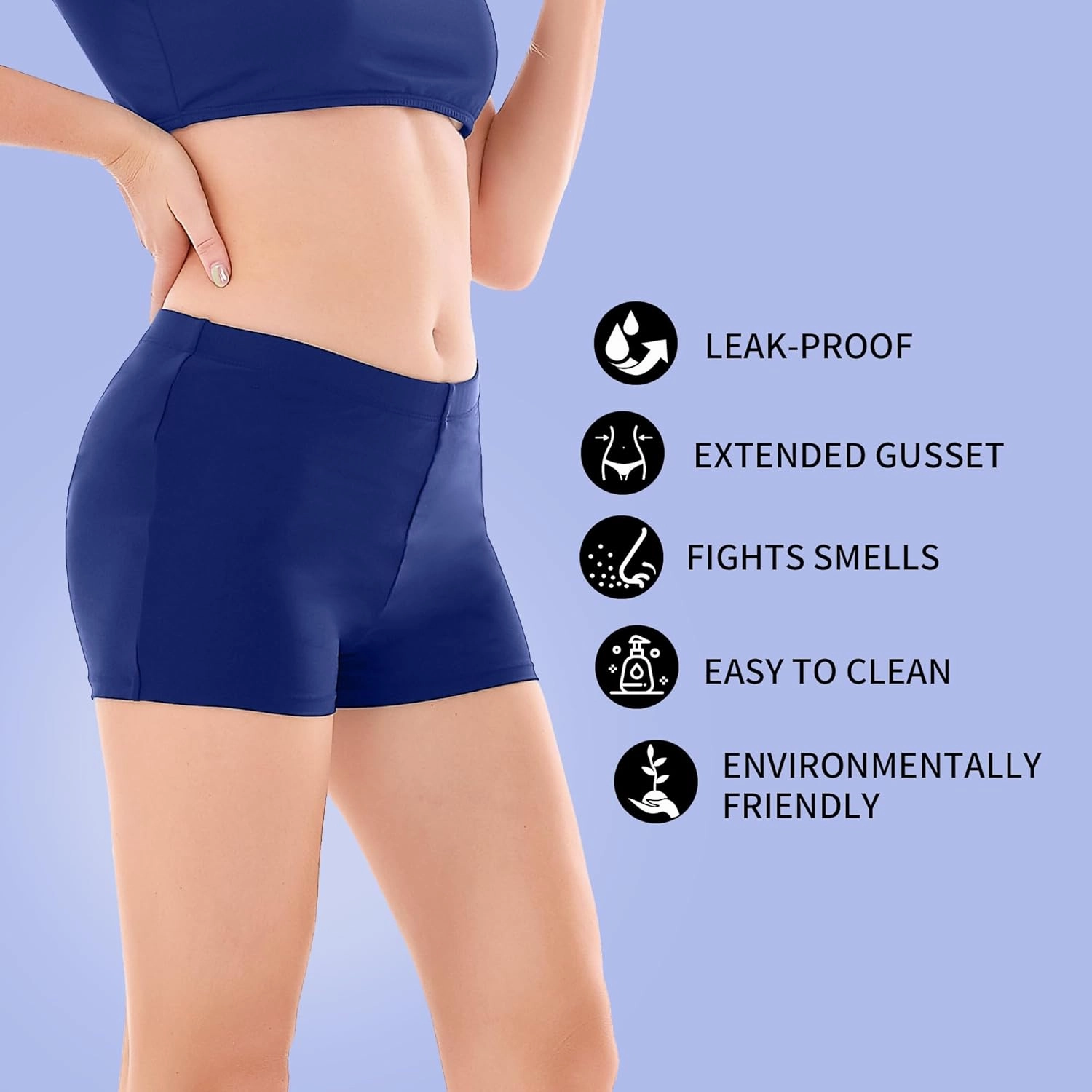 Leakproof Period Swimwear Boy Shorts for Women & Teen Girls - Swim Confidently with Absorbent Menstrual Swim Bottoms