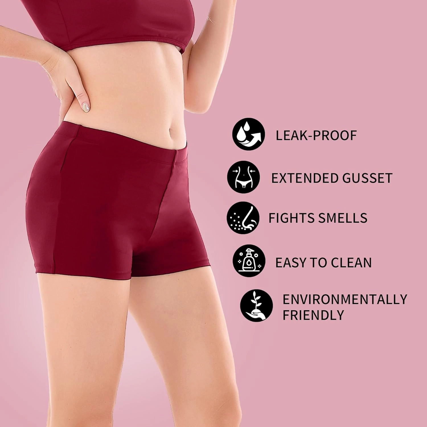 Leakproof Period Swimwear Boy Shorts for Women & Teen Girls - Swim Confidently with Absorbent Menstrual Swim Bottoms