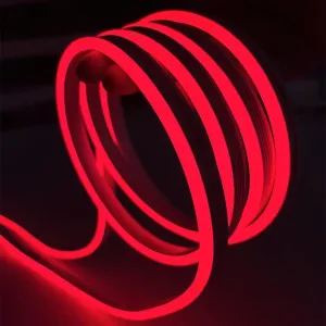 LED Neon Strip Light, Neon Flex Light, 16.4ft/5m 12VDC Silicone Light Strip Cut Length 1cm for Indoor Outdoor DYI Signage Decoration (Power Adapter not Included) (Red)