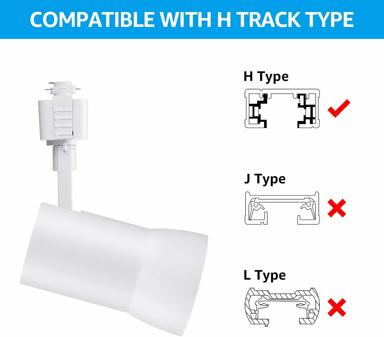 LEONLITE LED Track Lighting Heads 10W Dimmable, 700LM CRI90, Single Circuit H Track Lighting Heads for Accent Retail Kitchen Artwork, Aluminum, ETL & ES Listed, 4000K Cool White, White, Pack of 4