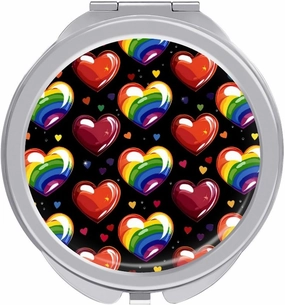 LGBT Rainbow Love Heart Mini Makeup Mirror Travel Pocket Mirror Portable Compact Cosmetic Mirror for Women