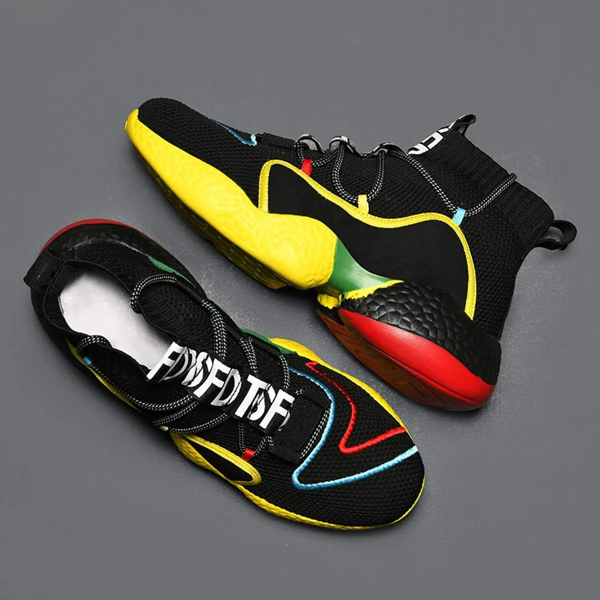 LIBINXIF Women's Men's Upper Light Breathable Fashion Non-Slip Sneakers Comfortable Walking Shoes Couple Shoes Sock Shoes Running Shoes Trainers Shoes Large Shoes