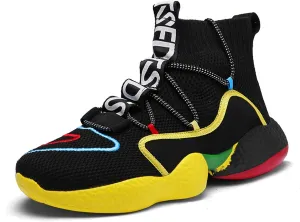 LIBINXIF Women's Men's Upper Light Breathable Fashion Non-Slip Sneakers Comfortable Walking Shoes Couple Shoes Sock Shoes Running Shoes Trainers Shoes Large Shoes