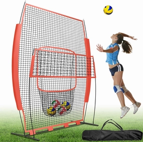 Liliful 11ft Volleyball Training Equipment Adjustable Height Volleyball Practice Net Station Rebounder Portable for Outdoor Indoor Backyard Hitting Spiking Serving Team Solo, Easy Setup