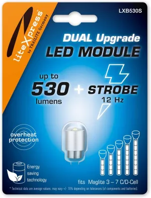 LiteXpress LED Upgrade Module LXB530S for Maglite Dual Mode 530 Lumen   12 Hz Stobe/Flashing Mode for 3-7 C/D-Cell Maglite, DO NOT use for 2 Cell Maglite