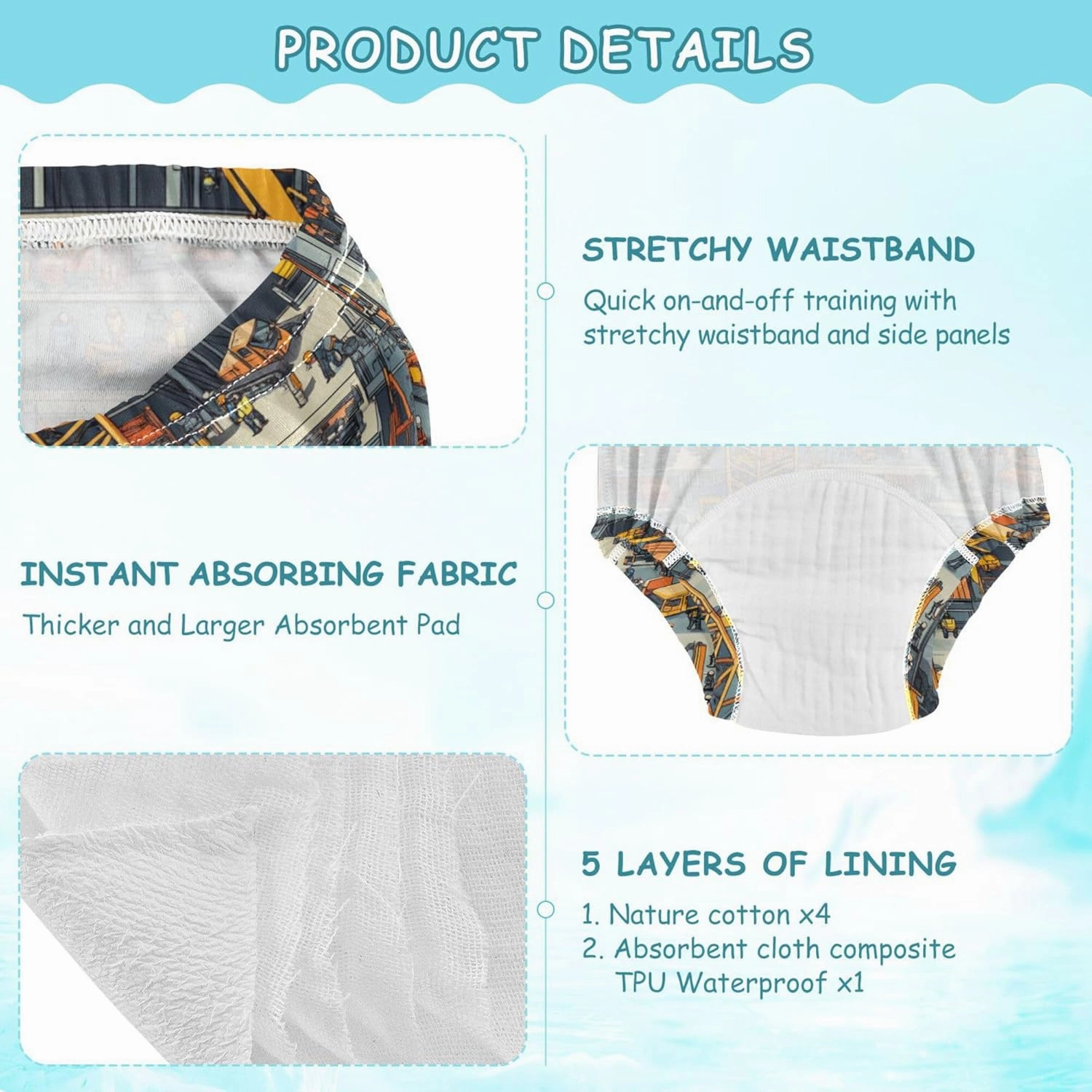 Little Girls Potty Training Underwear Pants Soft Cotton Boxer Briefs for