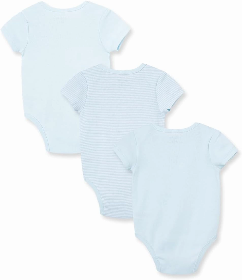 Little Me Clothes for Baby 3-Pack 100% Cotton Scratch Free Tag Bodysuits, Newborn to 9 Months