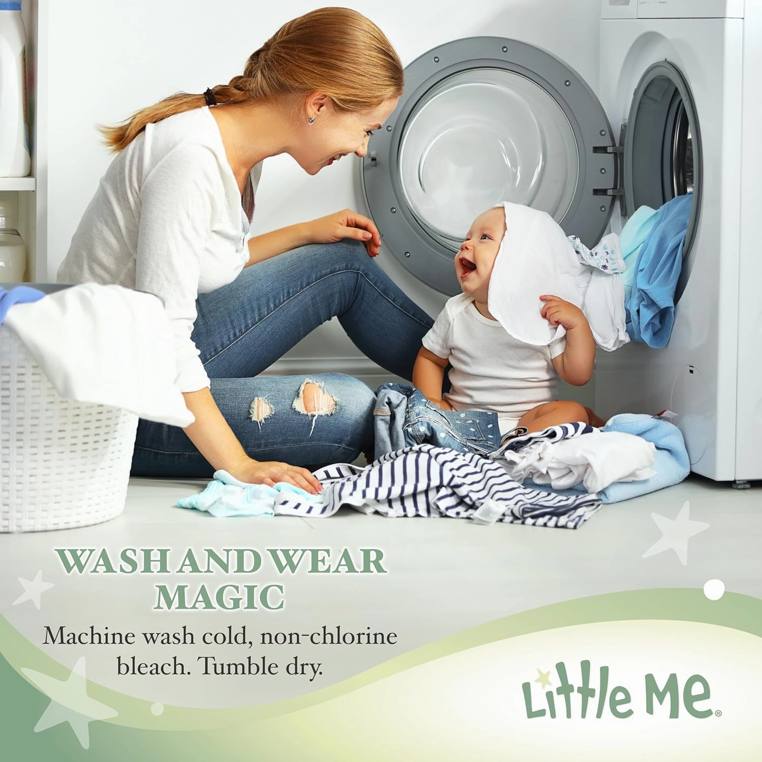Little Me Clothes for Baby 3-Pack 100% Cotton Scratch Free Tag Bodysuits, Newborn to 9 Months