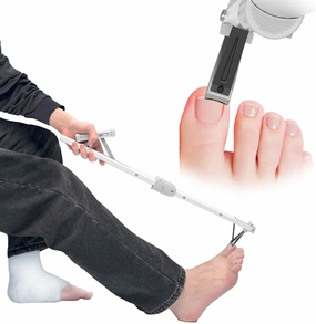 Long Handled Toenail Clippers for Seniors, Obese, Pregnant and Waist Patients, 4mm Wide Jaw Opening, No Need to Bending, Cutting Very Easily 1.5 (White, M-24 / 60cm)