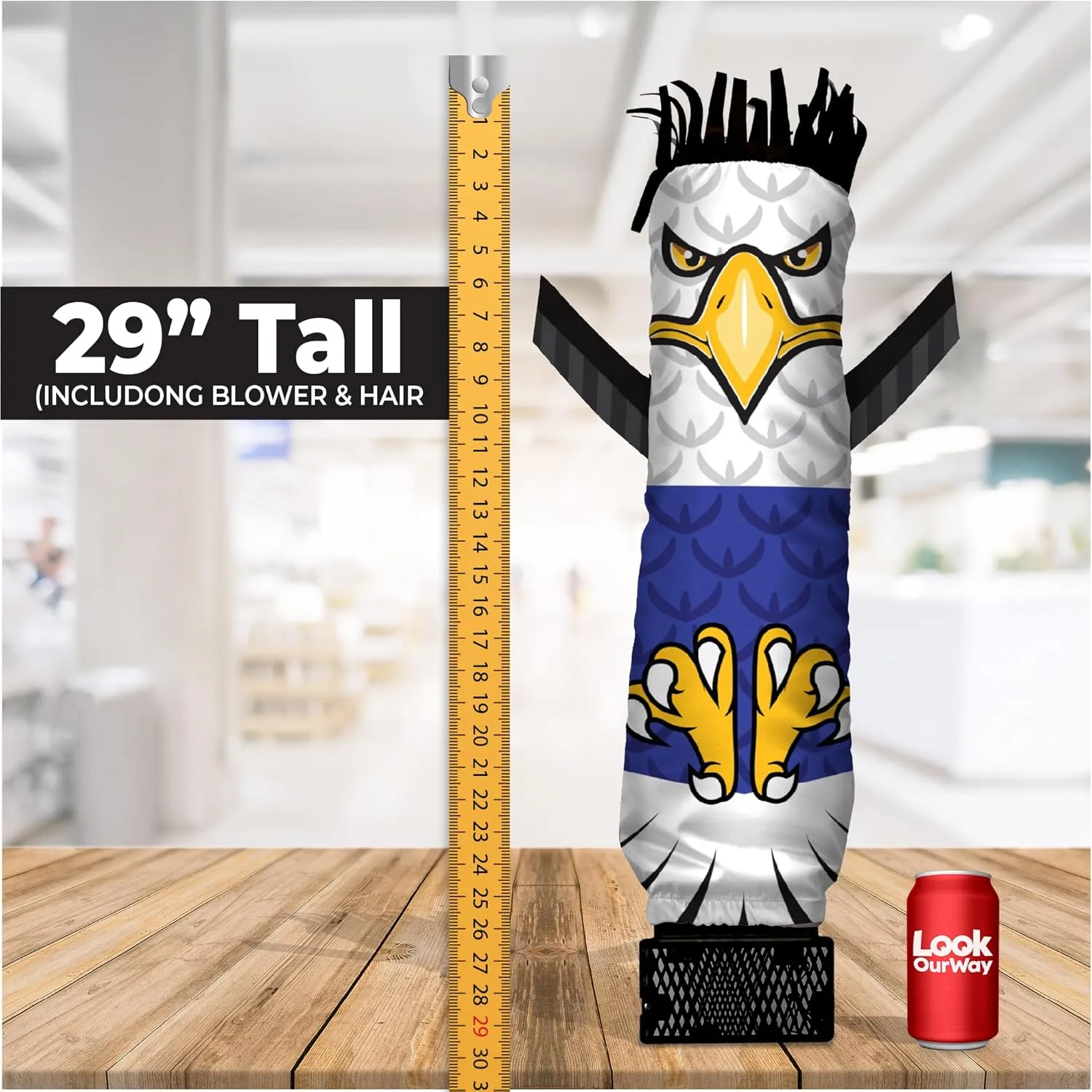 LookOurWay Air Dancers Mini Inflatable Tube Man Set - 29" Wacky Waving Inflatable Tube Guy with Blower for Desktop Advertising - Bald Eagle USA