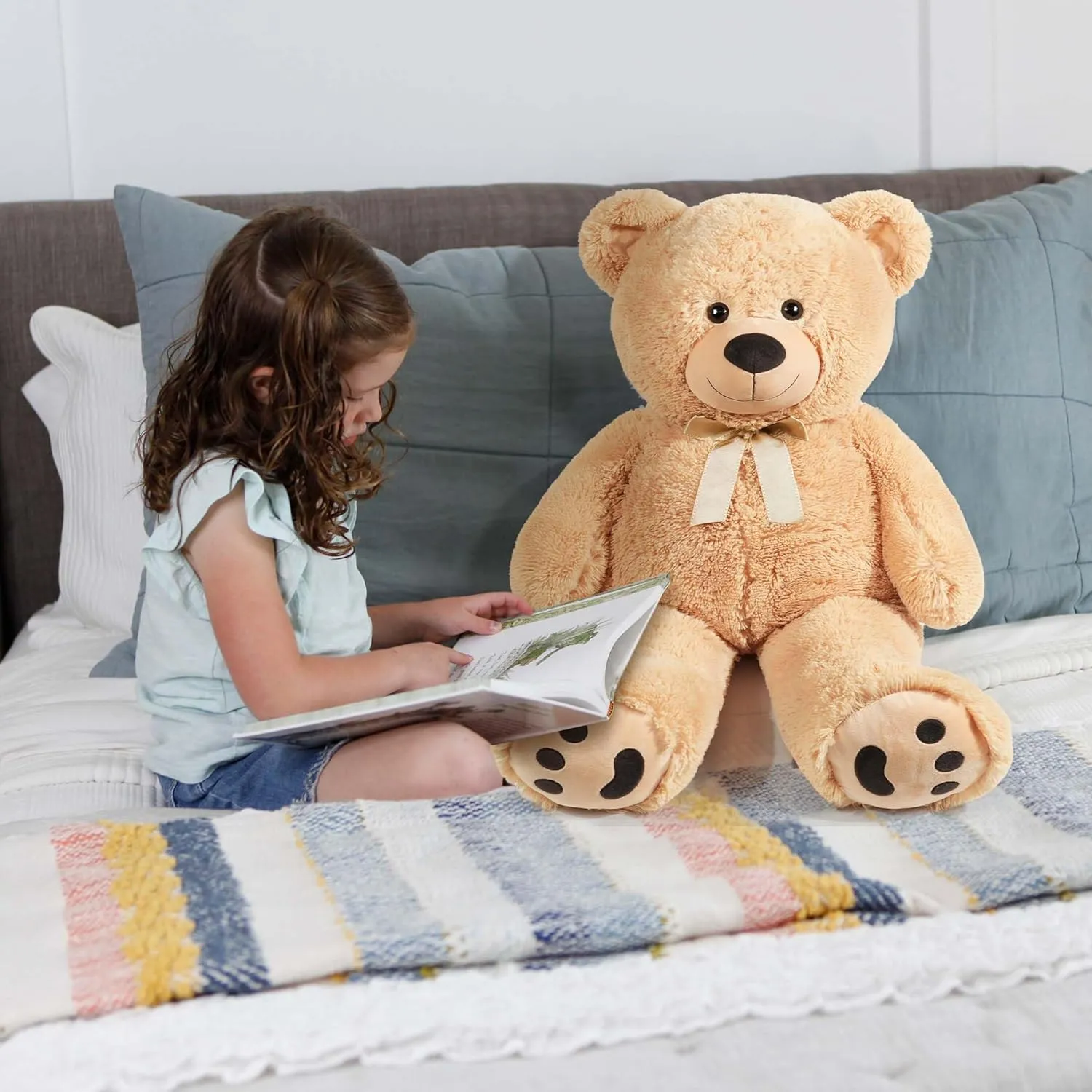 LotFancy 3 Feet Giant Teddy Bear Stuffed Animal, 39 inch Large Bear Plush Toy with Footprints for Birthday, Anniversary, for Her, Women, Girlfriend, Wife
