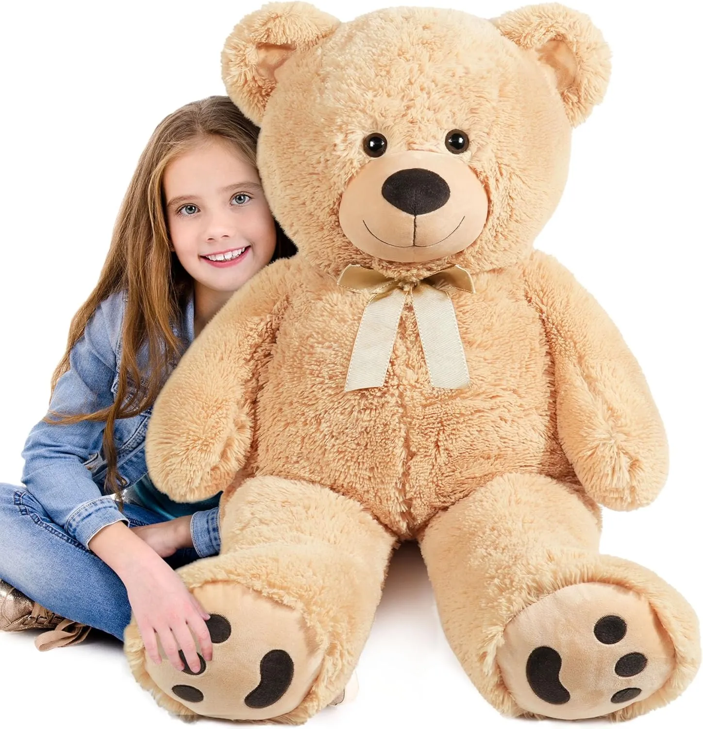 LotFancy 3 Feet Giant Teddy Bear Stuffed Animal, 39 inch Large Bear Plush Toy with Footprints for Birthday, Anniversary, for Her, Women, Girlfriend, Wife