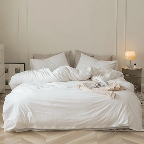 Luxlovery White Full Comforter Set White Bedding Set Full Size Modern Comforter Full Solid Soft Breathable Blanket Quilts 3 Piece Pure Color Bedding Set