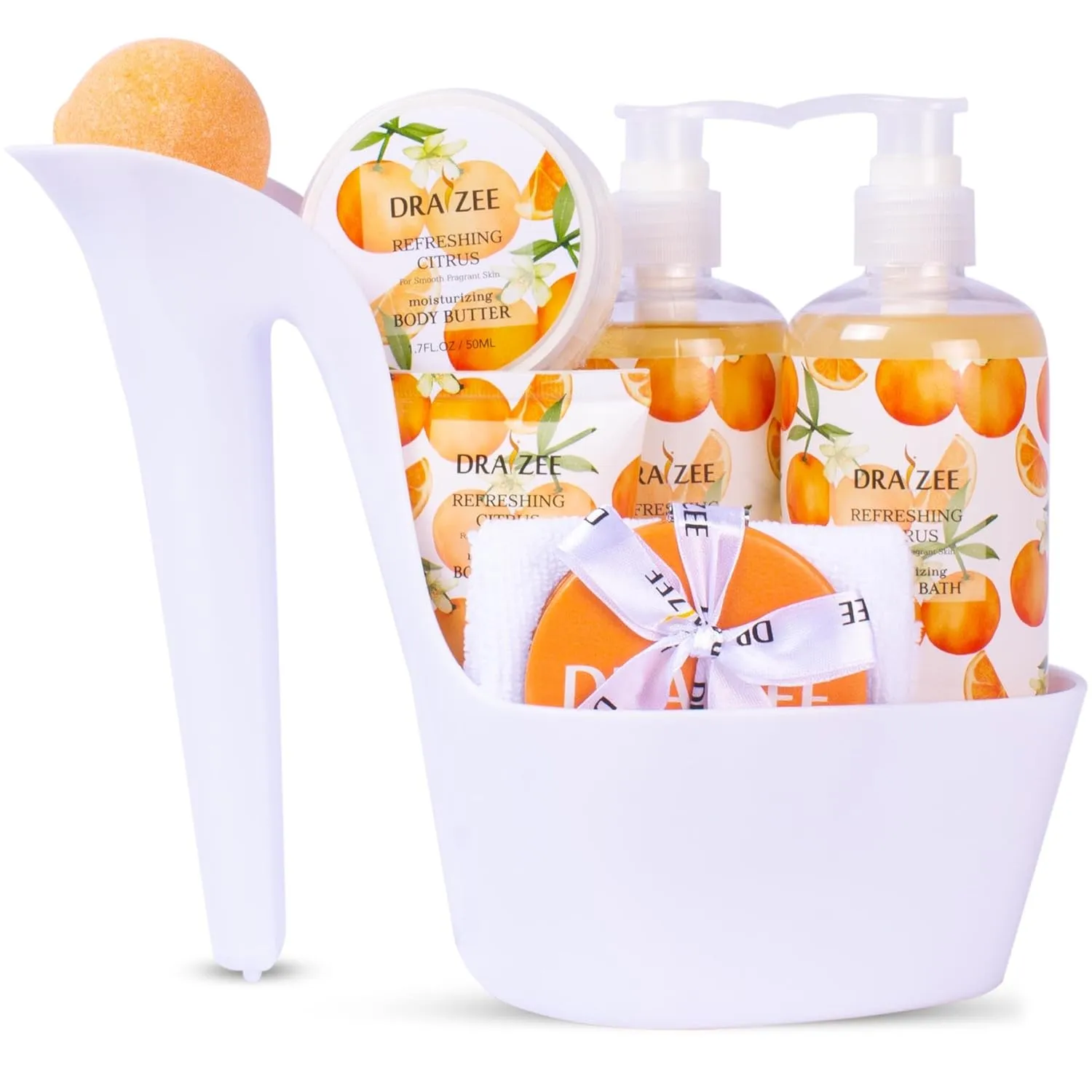 Luxury Spa Gifts for Women – 8 Pc Citrus Scented Bath and Body Set with Bubble Bath, Lotion & More – Luxury Self Care Kit for Wife, Mom, Girlfriend, Birthday Gifts for Women by Draizee