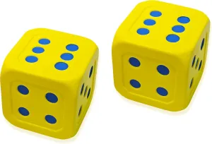 Macro Giant 6 Inch PU Foam Jumbo Big Playing Dice, Set of 2, Yellow, Math Teaching, Teaching Aids, Board Games, Kid Toy