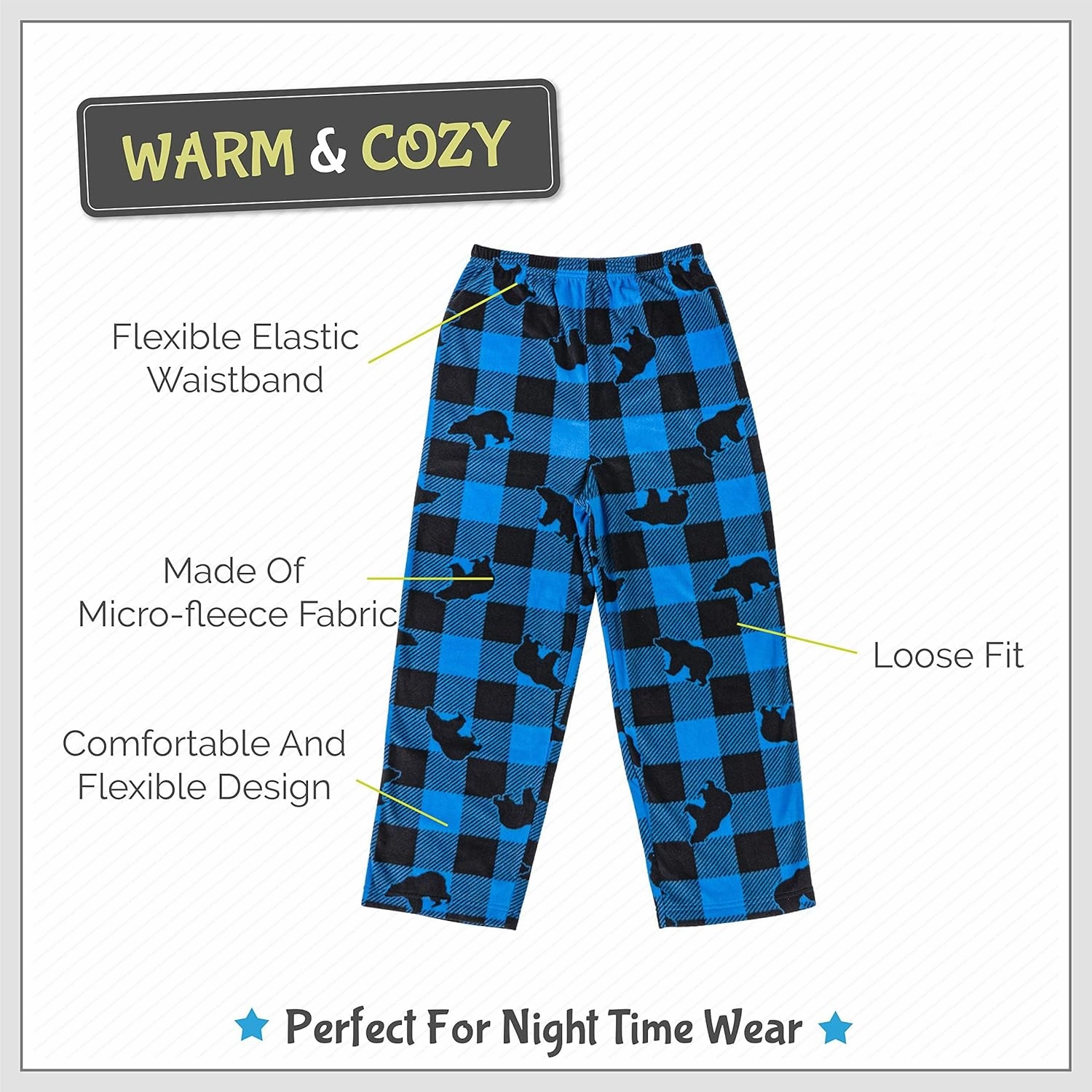 Mad Dog Boys Pajama Pants - Soft Fleece PJ Bottoms for Kids - Buffalo Plaid Lounge Pants, Warm & Comfy Microfleece 2PK Set