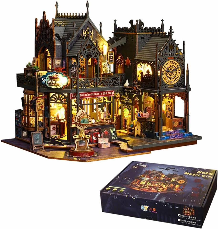 Magic Dollhouse DIY Miniature House Kit,Wooden Magic Shop Dolls House with Furniture, Magic Castle Puzzle Toy Creative Gift Kid Teen Birthday Christmas (Magic Store)