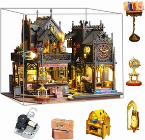 Magic Dollhouse DIY Miniature House Kit,Wooden Magic Shop Dolls House with Furniture, Magic Castle Puzzle Toy Creative Gift Kid Teen Birthday Christmas (Plus Dust Cover and Music Box)