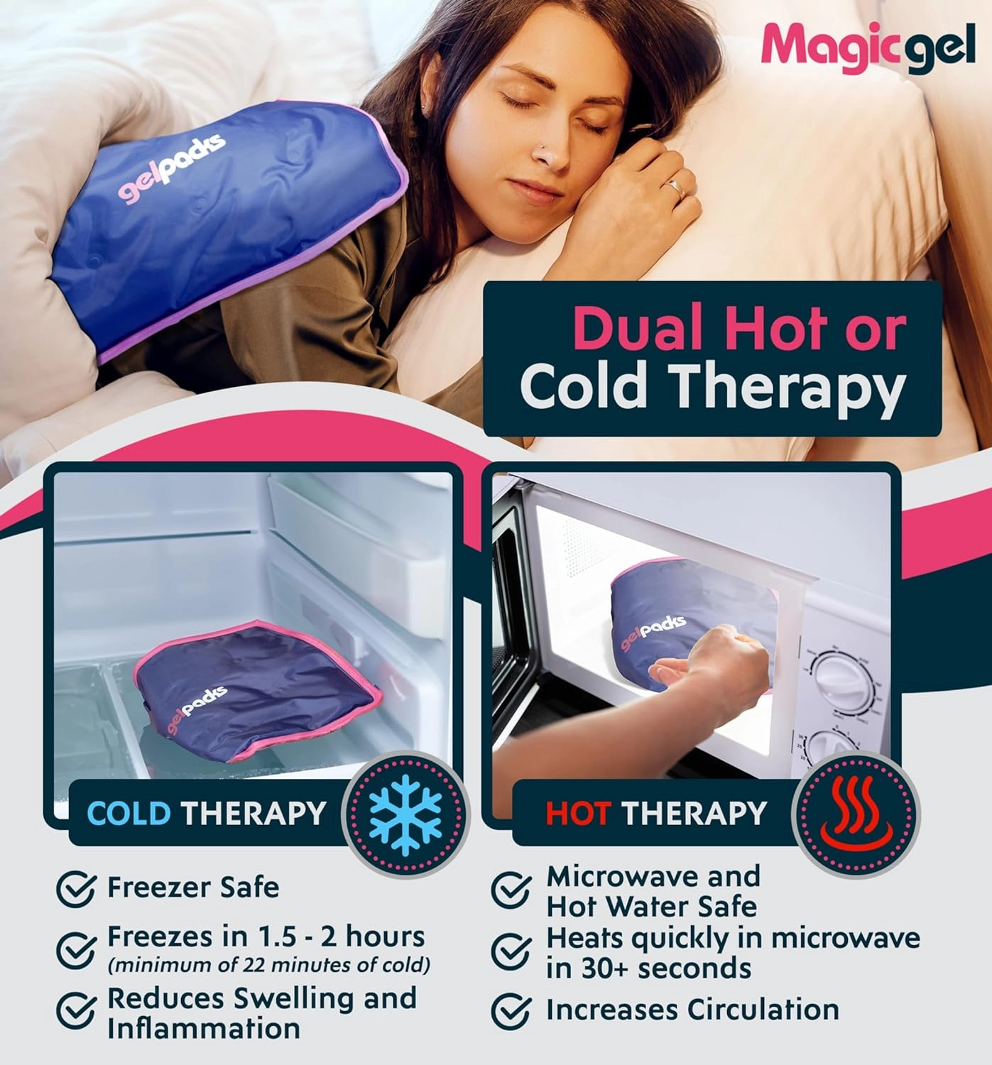 Magic Gel Reusable Large Ice Pack (15" x 11") - FSA HSA Eligible - Flexible & Reusable Gel Pack for Back, Hip, Knee, Leg, Lower Back